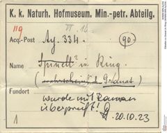 Etiketten zu Granat (In Ring) (NHMW-MIN-Ay334)